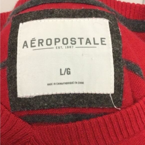 Aeropostale Mens V Neck Wool Blend Striped Sweater Preppy Urban Grunge Retro L - Picture 6 of 7